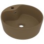 Luxuriöses Waschbecken mit Überlauf aus mattcremefarbener Keramik, 36 x 13 cm von , Sinkt - Ref: Foro24-147040, Preis: 48,84 ...