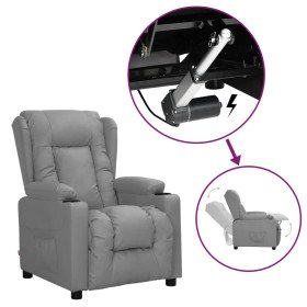 Sillón elevable cuero sintético gris