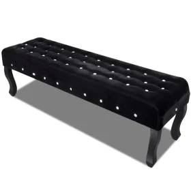 Black velvet bench with crystal buttons by , Benches for halls and storage - Ref: Foro24-241263, Price: 183,59 €, Discount: %