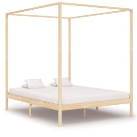 Estructura de cama con dosel madera maciza de pino