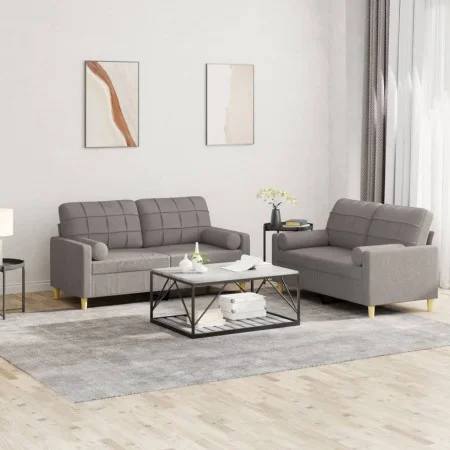 Sofa set with cushions 2 pieces taupe gray fabric by , Sofas - Ref: Foro24-3201297, Price: 452,29 €, Discount: %