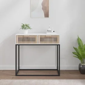 Mesa consola hierro y madera contrachapada blanco 80x30x75 cm de , Mesas auxiliares - Ref: Foro24-352103, Precio: 99,01 €, De...