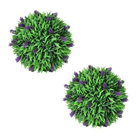 Set mit 2 künstlichen Buchsbaumkugeln mit Lavendel 30 cm von vidaXL, Künstliche Flora - Ref: Foro24-41624, Preis: 48,50 €, Ra...