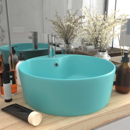 Luxuriöses Waschbecken mit Überlauf aus matt-hellgrüner Keramik, 36 x 13 cm von , Sinkt - Ref: Foro24-147035, Preis: 51,81 €,...