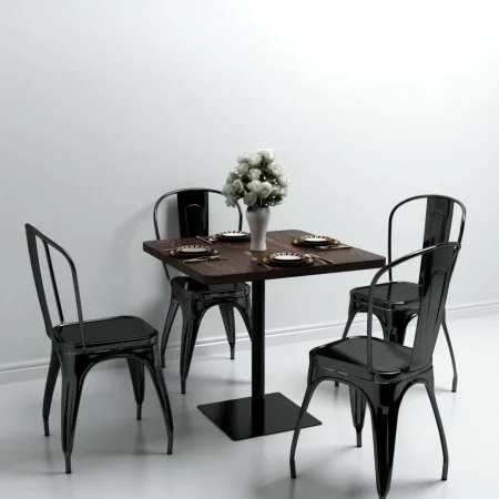 Dark ash square MDF and steel bistro bar table 80x80x75 cm by , Kitchen and dining tables - Ref: Foro24-245611, Price: 146,92...