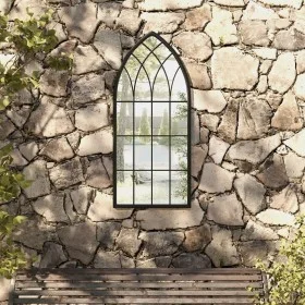 Espejo de jardín negro hierro para exterior 100x45 cm de , Espejos - Ref: Foro24-318342, Precio: 119,27 €, Descuento: %