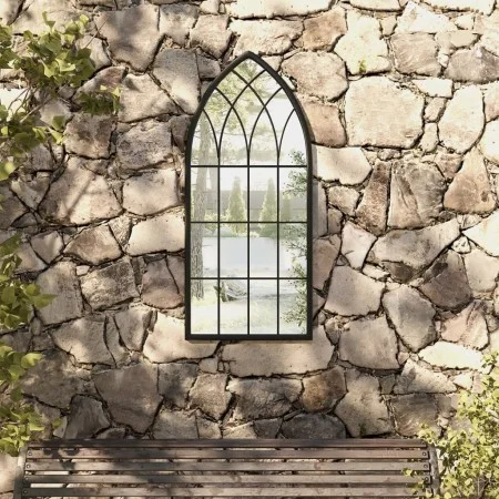 Espejo de jardín negro hierro para exterior 100x45 cm de , Espejos - Ref: Foro24-318342, Precio: 124,80 €, Descuento: %