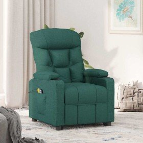 Sillón de masaje elevable tela verde oscuro