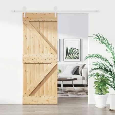 Schiebetür mit Beschlägen aus massivem Kiefernholz, 80 x 210 cm von , Türen - Ref: Foro24-3203213, Preis: 214,52 €, Rabatt: %
