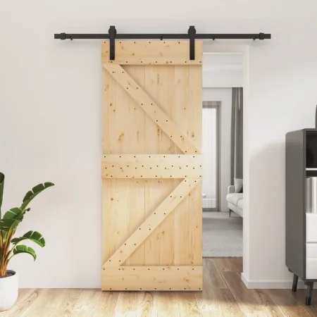 Puerta corredera con herrajes madera maciza de pino 85x210 cm de , Puertas - Ref: Foro24-3202970, Precio: 175,50 €, Descuento: %