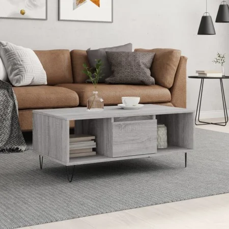 Sonoma-Couchtisch aus grauem Sperrholz, 90 x 50 x 36,5 cm von , Couchtisch - Ref: Foro24-830594, Preis: 62,36 €, Rabatt: %