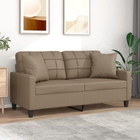 Sofá de 2 plazas con cojines cuero sintético capuchino 140 cm de , Sofás - Ref: Foro24-3200807, Precio: 241,48 €, Descuento: %