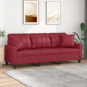 3-seater sofa with red synthetic leather cushions 180 cm by , Sofas - Ref: Foro24-3200811, Price: 279,80 €, Discount: %