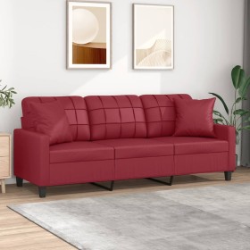3-Sitzer-Sofa mit roten Kunstlederkissen 180 cm von , Sofas - Ref: Foro24-3200811, Preis: 284,08 €, Rabatt: %