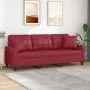 Sofá de 3 plazas con cojines cuero sintético rojo tinto 180 cm de , Sofás - Ref: Foro24-3200811, Precio: 279,80 €, Descuento: %