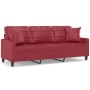 3-Sitzer-Sofa mit roten Kunstlederkissen 180 cm von , Sofas - Ref: Foro24-3200811, Preis: 284,08 €, Rabatt: %