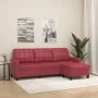 3 seater sofa with stool red synthetic leather 180 cm by , Sofas - Ref: Foro24-3201017, Price: 309,00 €, Discount: %