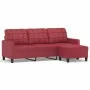 3 seater sofa with stool red synthetic leather 180 cm by , Sofas - Ref: Foro24-3201017, Price: 309,00 €, Discount: %