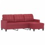 3-Sitzer-Sofa mit Hocker aus rotem Kunstleder, 180 cm von , Sofas - Ref: Foro24-3201017, Preis: 312,86 €, Rabatt: %