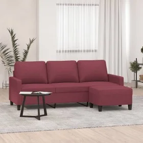 3-seater sofa with red fabric stool 180 cm by , Sofas - Ref: Foro24-3201043, Price: 293,22 €, Discount: %