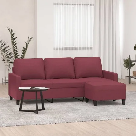 3-Sitzer-Sofa mit rotem Stoffhocker 180 cm von , Sofas - Ref: Foro24-3201043, Preis: 293,22 €, Rabatt: %