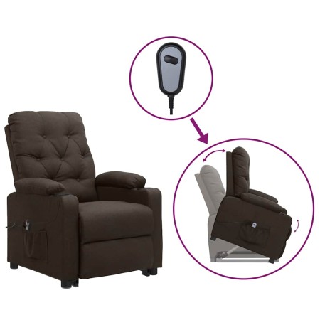 Sillón elevable tela marrón oscuro