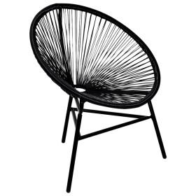 Silla redonda de jardín ratán sintético negro de vidaXL, Sillas de jardín - Ref: Foro24-41383, Precio: 107,52 €, Descuento: %
