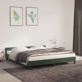 Dark green velvet bed frame with headboard 180x200 cm by , Beds and slatted bases - Ref: Foro24-347588, Price: 148,93 €, Disc...