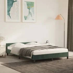 Dark green velvet bed frame with headboard 140x200 cm by , Beds and slatted bases - Ref: Foro24-347576, Price: 117,90 €, Disc...