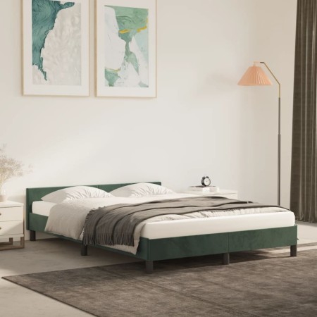 Dunkelgrüner Samtbettrahmen mit Kopfteil 140x200 cm von , Betten und Lattenroste - Ref: Foro24-347576, Preis: 119,64 €, Rabat...