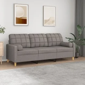 3-seater sofa with taupe gray fabric cushions 180 cm by , Sofas - Ref: Foro24-3200797, Price: 274,96 €, Discount: %
