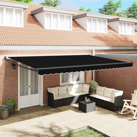 Toldo Retráctil Negro 500 x 300 cm Tela y Metal