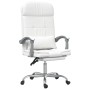 Silla de oficina reclinable masaje cuero sintético blanco