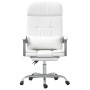 Silla de oficina reclinable masaje cuero sintético blanco