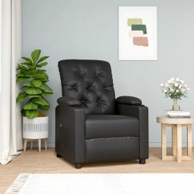 Sillón elevable cuero sintético negro