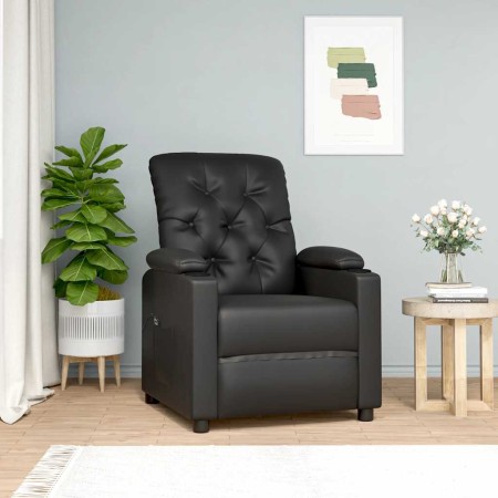 Sillón elevable cuero sintético negro