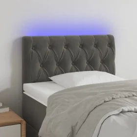 Dark gray velvet headboard with LED 80x7x78/88 cm by , Headboards and footboards - Ref: Foro24-3121979, Price: 48,10 €, Disco...