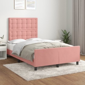 Pink velvet bed frame with headboard 120x200 cm by , Beds and slatted bases - Ref: Foro24-3125994, Price: 180,50 €, Discount: %