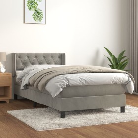 Boxspringbett mit hellgrauer Samtmatratze 80x200 cm von , Betten und Lattenroste - Ref: Foro24-3131105, Preis: 288,50 €, Raba...