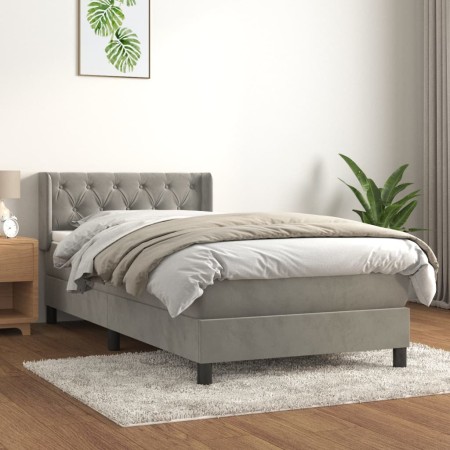 Box spring bed with light gray velvet mattress 80x200 cm by , Beds and slatted bases - Ref: Foro24-3131105, Price: 301,65 €, ...