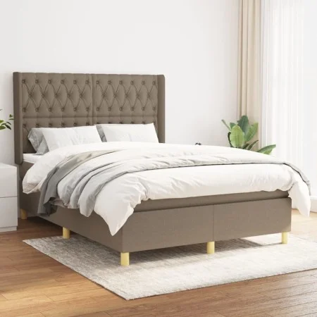 Box spring bed with taupe gray fabric mattress 140x200 cm by , Beds and slatted bases - Ref: Foro24-3132237, Price: 545,09 €,...