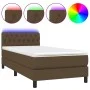 Box spring bed mattress LED lights dark brown fabric 100x200cm by , Beds and slatted bases - Ref: Foro24-3133376, Price: 334,...