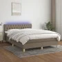 Box spring bed with LED mattress taupe gray fabric 140x200 cm by , Beds and slatted bases - Ref: Foro24-3133961, Price: 450,8...