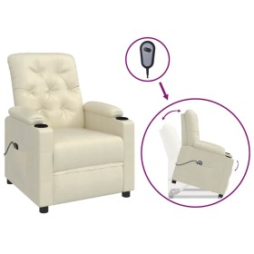 Sillón elevable cuero sintético crema