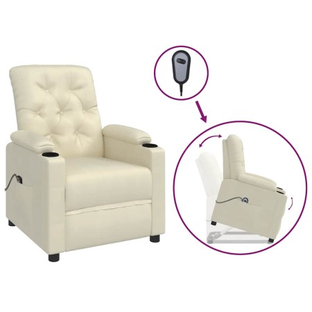 Sillón elevable cuero sintético crema