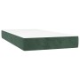 Cama box spring colchón y LED terciopelo verde oscuro 80x200 cm