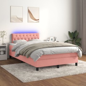 Boxspringbett mit Matratze und LED-Rosa-Samt 120x200 cm von , Betten und Lattenroste - Ref: Foro24-3134578, Preis: 404,33 €, ...