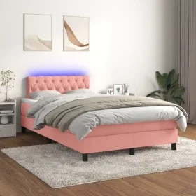 Boxspringbett mit Matratze und LED-Rosa-Samt 120x200 cm von , Betten und Lattenroste - Ref: Foro24-3134578, Preis: 383,06 €, ...