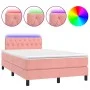 Box spring bed with mattress and LED pink velvet 120x200 cm by , Beds and slatted bases - Ref: Foro24-3134578, Price: 383,06 ...