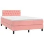 Box spring bed with mattress and LED pink velvet 120x200 cm by , Beds and slatted bases - Ref: Foro24-3134578, Price: 383,06 ...